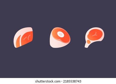 Vector icons, beef steaks clip art gummy style