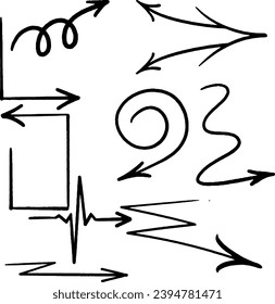 Vector icons, Black vector pointers, Black arrows, vector illustration