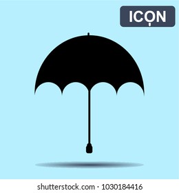 Vector Icons. Black umbrella on a blue background.