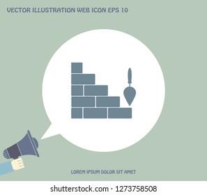 Vector icons brickwork and building trowel