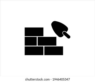 Vector icons brickwork and building trowel