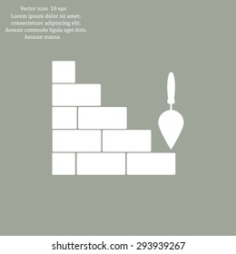 Vector icons brickwork and building trowel