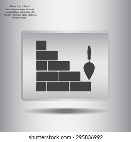Vector icons brickwork and building trowel