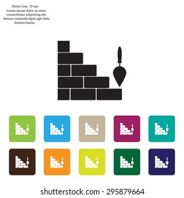Vector icons brickwork and building trowel