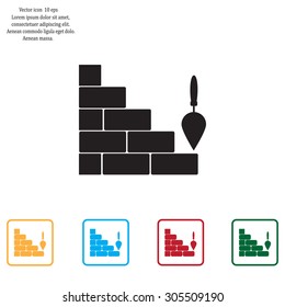 Vector icons brickwork and building trowel