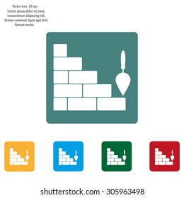 Vector icons brickwork and building trowel