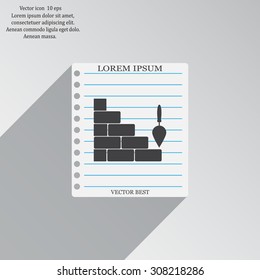 Vector icons brickwork and building trowel