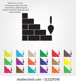Vector icons brickwork and building trowel