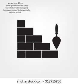 Vector icons brickwork and building trowel