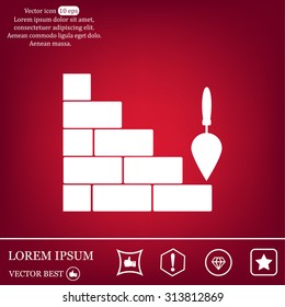 Vector icons brickwork and building trowel