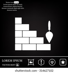 Vector icons brickwork and building trowel