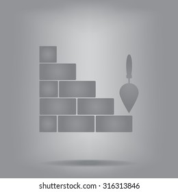 Vector icons brickwork and building trowel