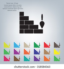 Vector icons brickwork and building trowel