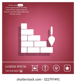 Vector icons brickwork and building trowel