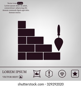 Vector icons brickwork and building trowel