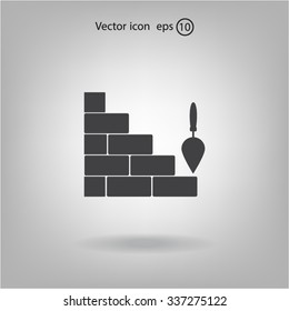 Vector icons brickwork and building trowel