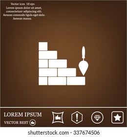 Vector icons brickwork and building trowel