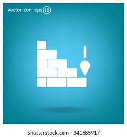 Vector icons brickwork and building trowel