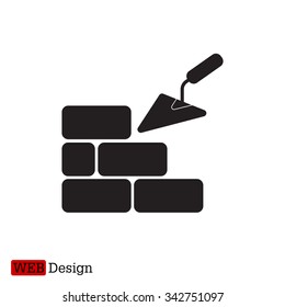Vector icons brickwork and building trowel