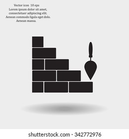 Vector icons brickwork and building trowel