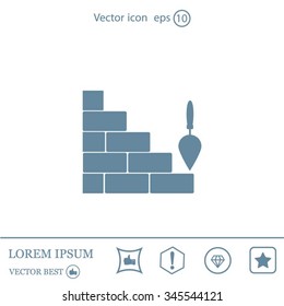 Vector icons brickwork and building trowel