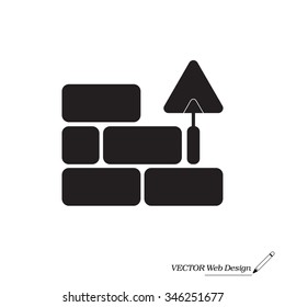 Vector icons brickwork and building trowel