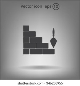 Vector icons brickwork and building trowel