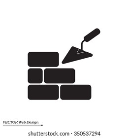 Vector icons brickwork and building trowel