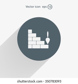 Vector icons brickwork and building trowel