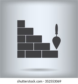 Vector icons brickwork and building trowel