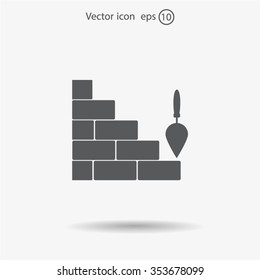 Vector icons brickwork and building trowel