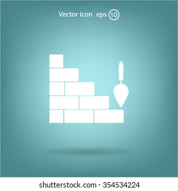 Vector icons brickwork and building trowel