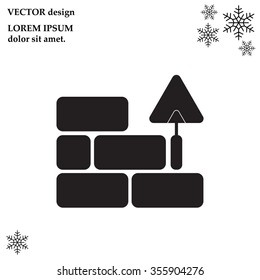 Vector icons brickwork and building trowel