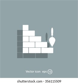 Vector icons brickwork and building trowel