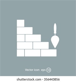 Vector icons brickwork and building trowel