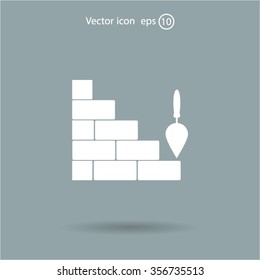 Vector icons brickwork and building trowel