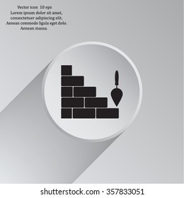 Vector icons brickwork and building trowel