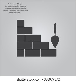 Vector icons brickwork and building trowel
