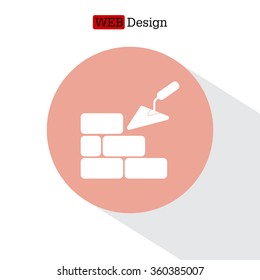 Vector icons brickwork and building trowel