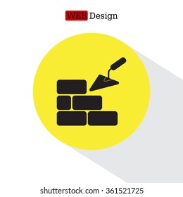 Vector icons brickwork and building trowel