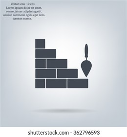Vector icons brickwork and building trowel