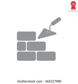 Vector icons brickwork and building trowel
