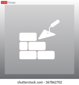 Vector icons brickwork and building trowel