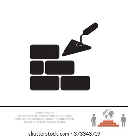 Vector icons brickwork and building trowel