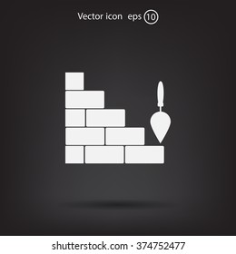 Vector icons brickwork and building trowel
