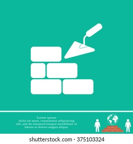 Vector icons brickwork and building trowel