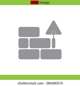 Vector icons brickwork and building trowel
