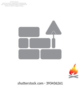 Vector icons brickwork and building trowel