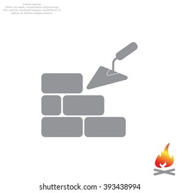 Vector icons brickwork and building trowel
