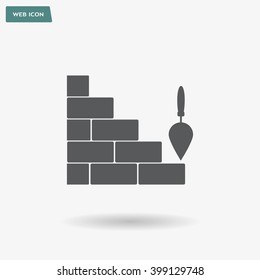 Vector icons brickwork and building trowel